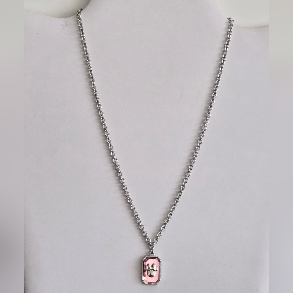 Minnie Silver Chain Necklace with Pink Pendant - Picture 2 of 15